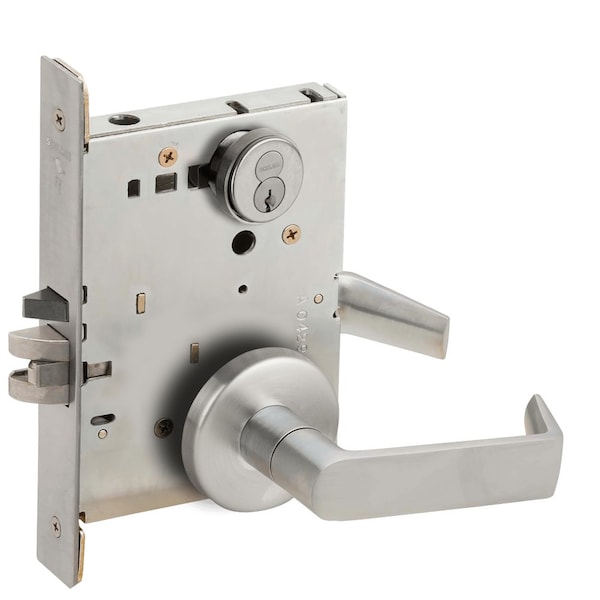 Schlage Grade 1 Storeroom Mortise Lock, Schlage FSIC With Core, S123 Keyway, 06 Lever, B Rose, Satin Chrome L9080R 06B 626 - main